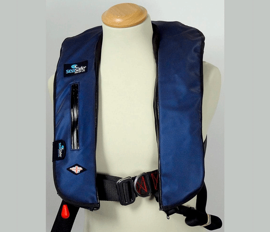 Seasafe I-Zip 170N LifeJacket Carbon fiber cover Logo BE, Azure