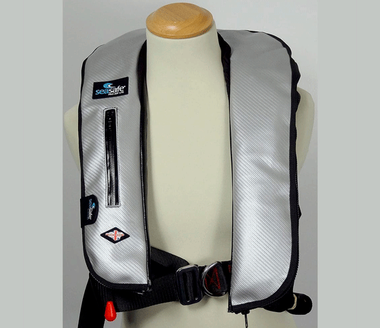 Seasafe I-Zip 170N LifeJacket Carbon fiber cover Logo BE, Silver